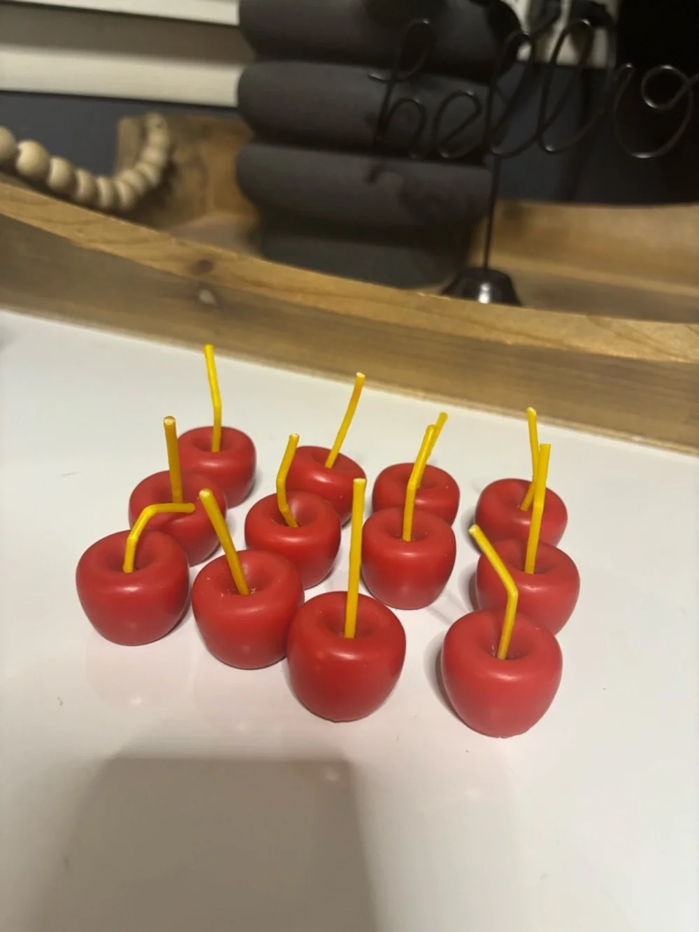 Set of Decorative Red Cherry Picks - 10 Pieces